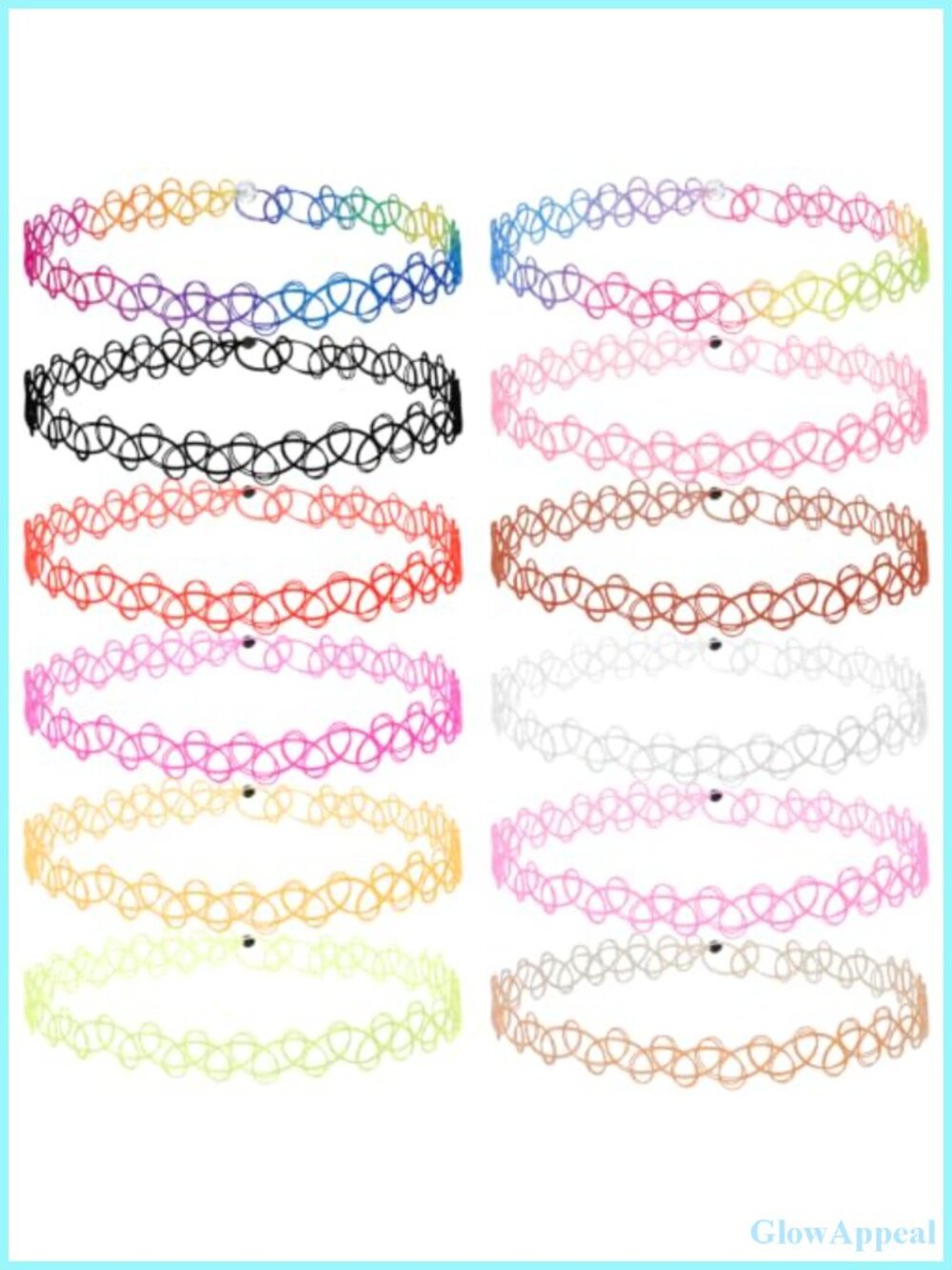 12 Piece Tattoo Choker Necklace Set Stretchy Elastic Y2K 90s Jewelry